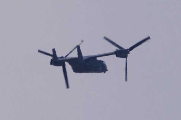 15 August 2022 - 15:53:14
A rare visitor to the sky over Dartmouth. It's a US Airforce Osprey VTOL (vertical take off and landing) transporter.

It was a bit too high to hear, apparently it's got an unusual sound. Certainly has an unusual appearance. And next year, a civilian version will be available to buy, and fly. About $25 million to you.
---------------------
USAF Osprey over Dartmouth